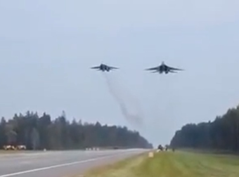 Russian Fighter Jets Are Taking Off And Landing On A Highway.