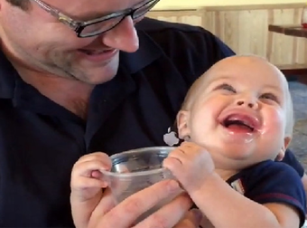 Baby Drinks Water For The Very First Time And Absolutely Loves It! This Is Too Cute!