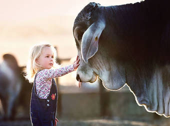 This Adorable Little Farm Girl Has Some Very Big Beasts As Best Friends.