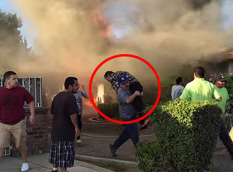 As His Home Went Up In Flames, This Man Was Carried To Safety By A Random Hero.