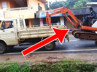 A Construction Worker’s Solution To Moving His Machine Is Awesome.