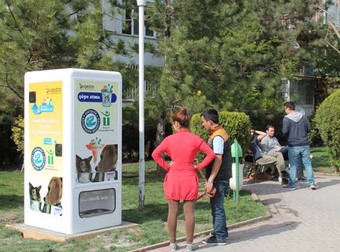 A Turkish Company Is Cleverly Using Recycling Bins To Help Stray Dogs.