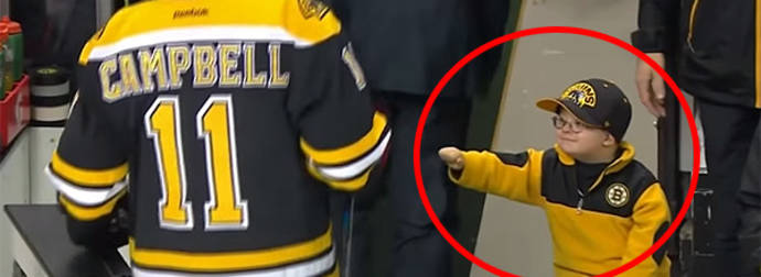 Adorable Boston Bruins Fan Fist Bumps The Whole Team Before A Game.