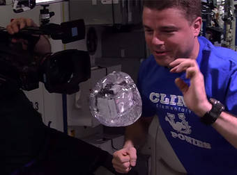 Astronauts On The International Space Station Play Around With A GoPro Camera.