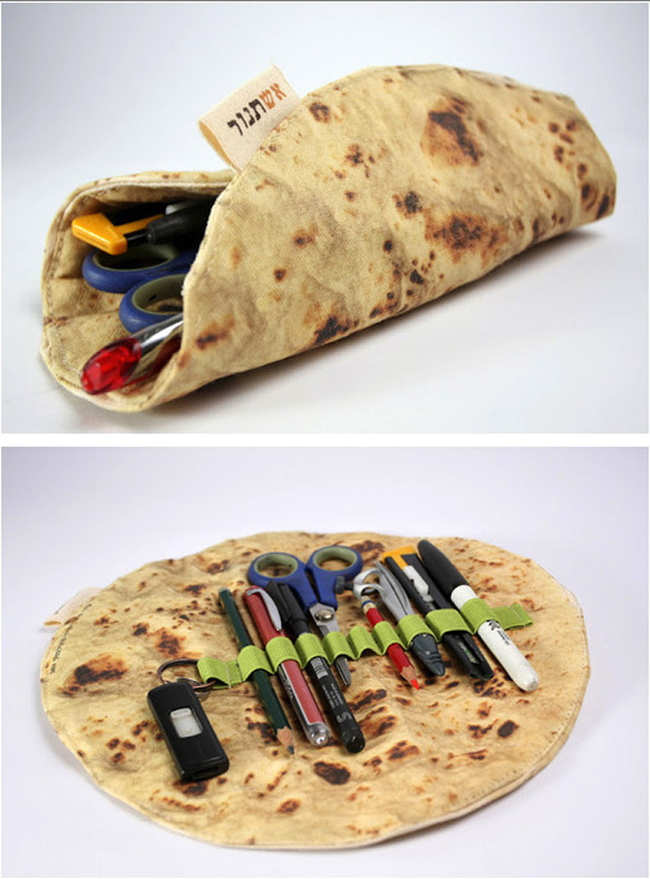 10.) This cute way to roll up your school supplies.