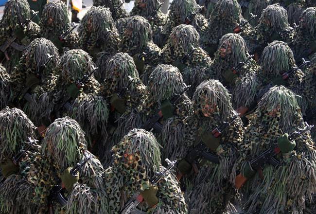 Snipers in full camouflage, military parade, Iran