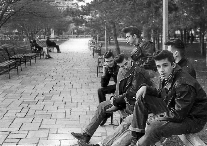 A gang of greasers in NYC, 1950.