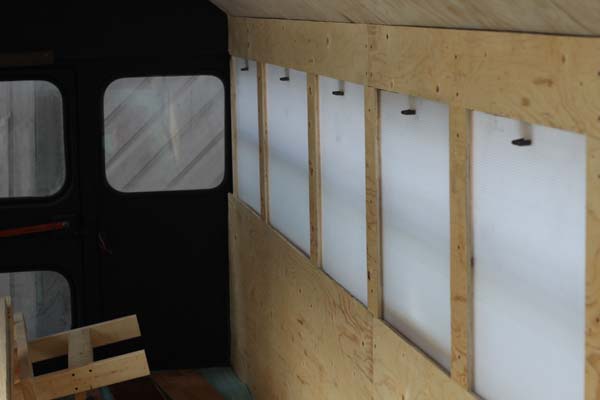 Plastic shutters were added to the windows for privacy and insulation.