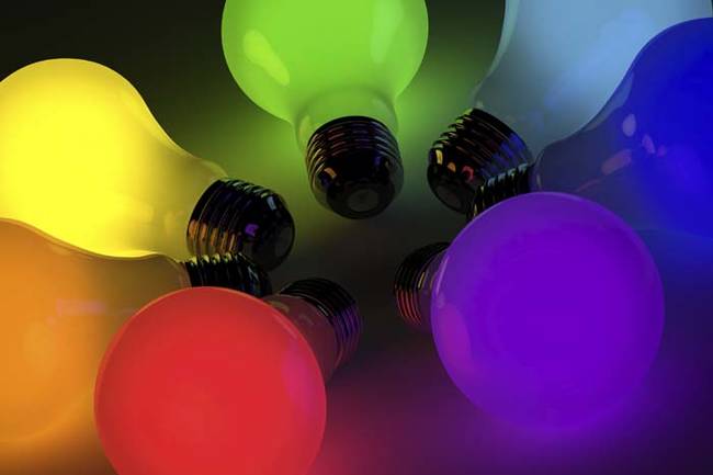 15.) Replace your regular lightbulbs with colored ones.