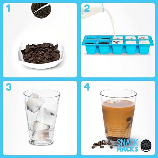 10.) Crunched up cookies + milk + ice cube tray = best iced coffee ever.