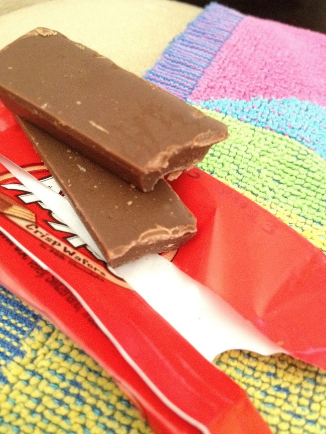 7. This guy got a solid chocolate Kit Kat. Fail.