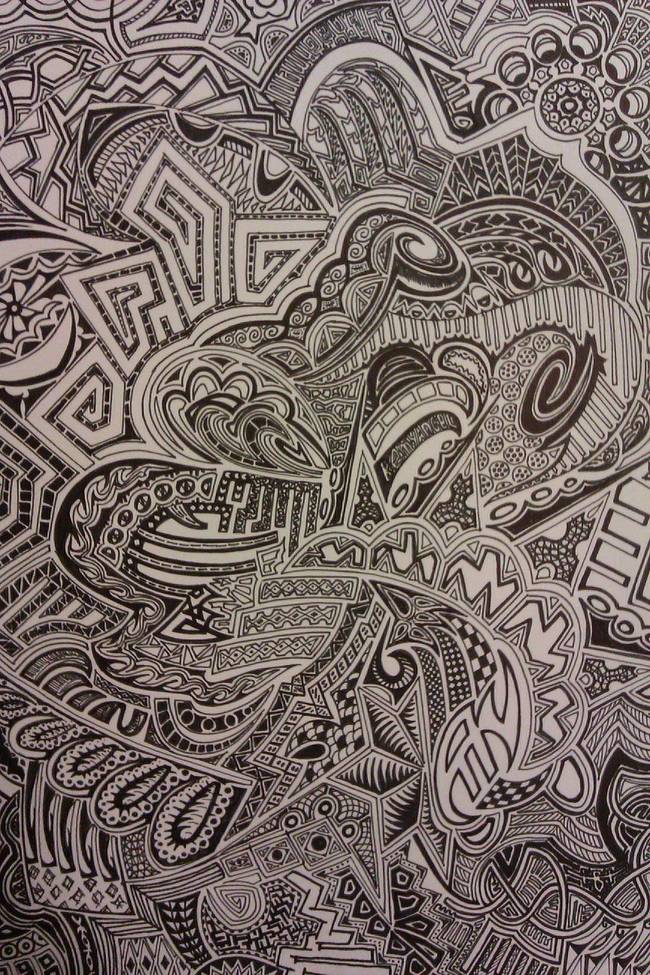 I love doodles like these - multiple patterns and shapes all overlapping in one big doodle.