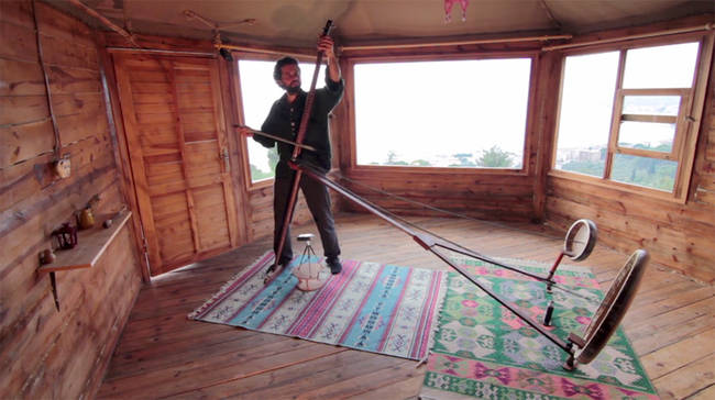 The Yaybahar can be bowed like a traditional string instrument.