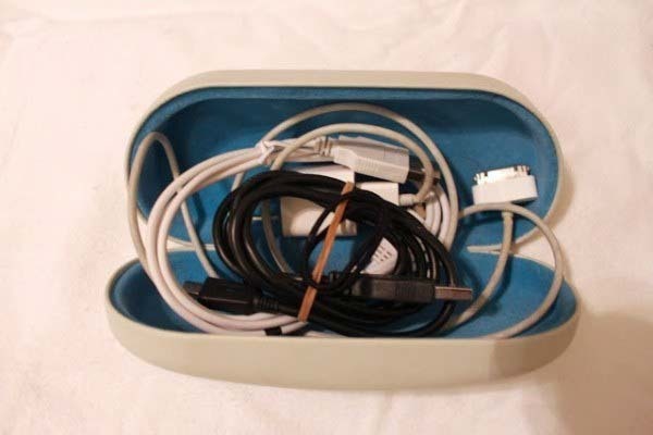 25.) Store your charging cables and earphones in a glasses case, it'll reduce tangling.