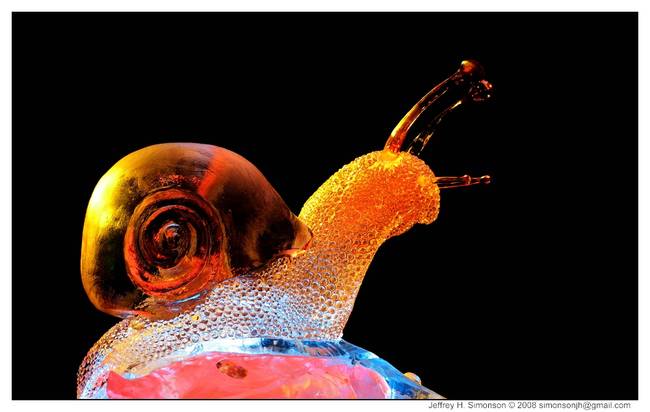 A colorful ice snail