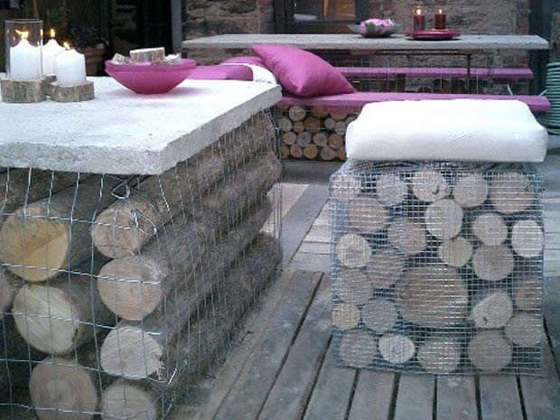 5. Designer Rebecca Cole made all this furniture in one day using fences, logs and a cent top.