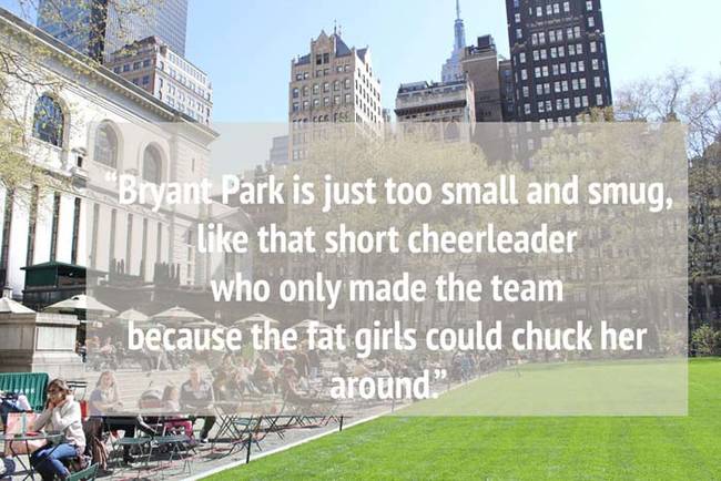 13.) Bryant Park, New York City.