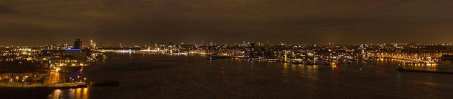 The view of Amsterdam at night from the Faralda.