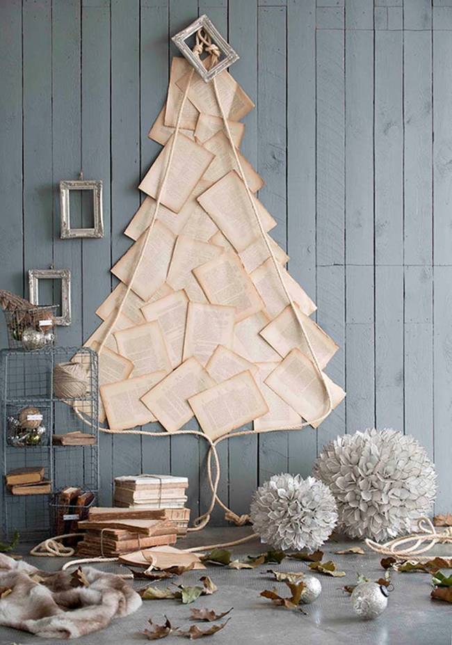 Layered papers give a vintage vibe and save space for those who want a small tree.