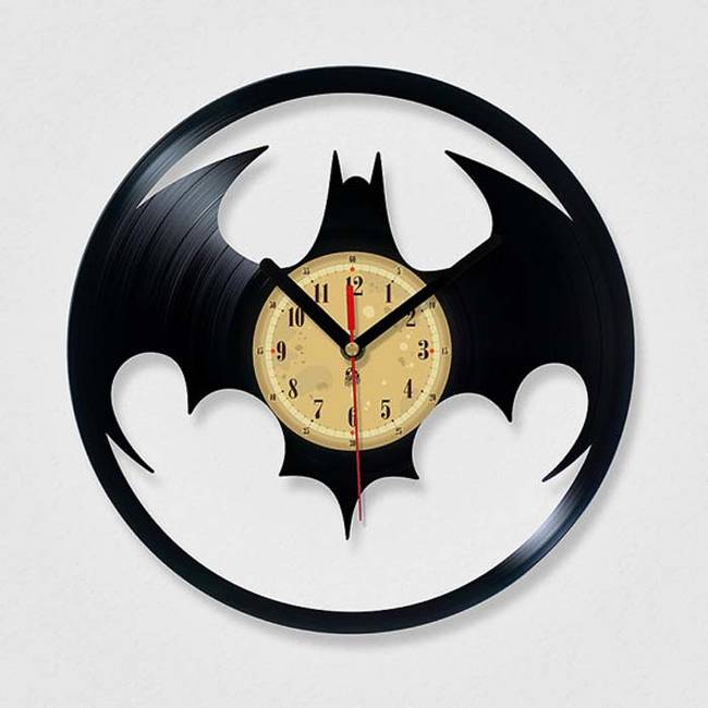 This awesome <i>Batman</i> clock is made out of a vinyl record. Give it a go yourself, or purchase one on <a href="https://www.etsy.com/listing/189711093/vinyl-record-clock-batman-the-package?ref=sr_gallery_5&ga_search_query=batman&ga_search_type=all&ga_view_type=gallery">Etsy</a>.