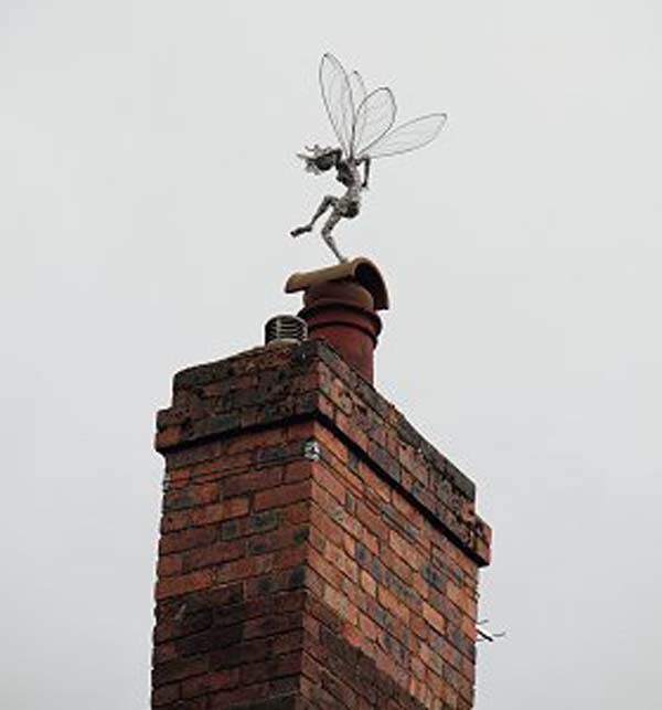 Imagine coming home to see a playful fairy sneaking down your chimney...