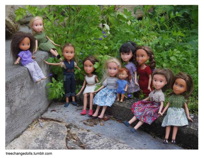 <p>A collection of made-under Bratz dolls, now looking more like normal people. Even their heads don't seem as freakishly huge. </p>