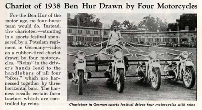 Some of motorcycle chariot riders were pretty daring.