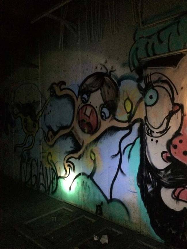 Who would come down here into the darkness just to graffiti the walls?