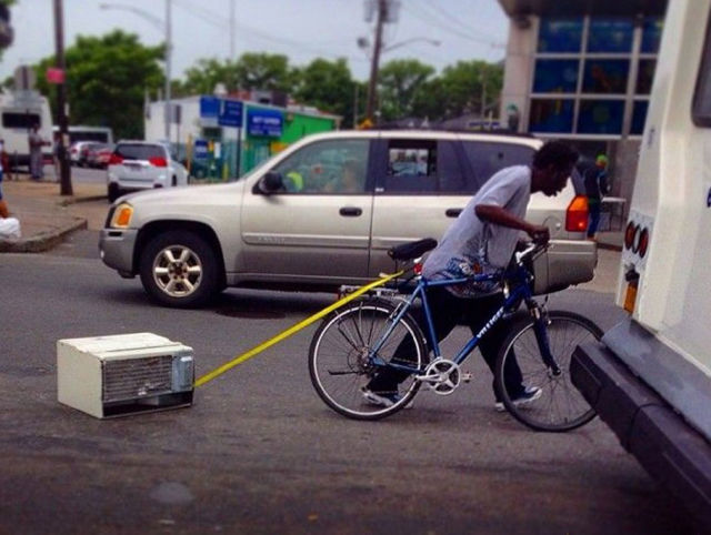 19.) Next time, George will invest in a skateboard to put under the AC unit.