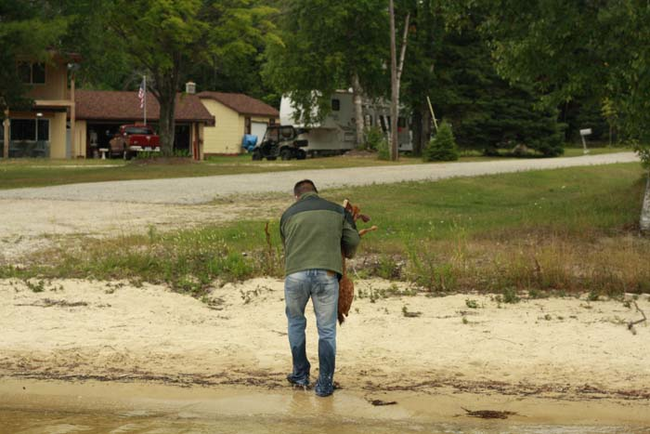 When the deer got back to land it couldn't walk at first.