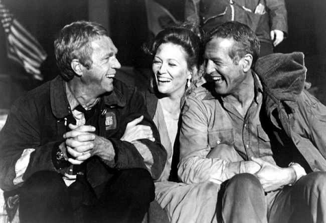 28. Steve McQueen, Faye Dunaway and Paul Newman