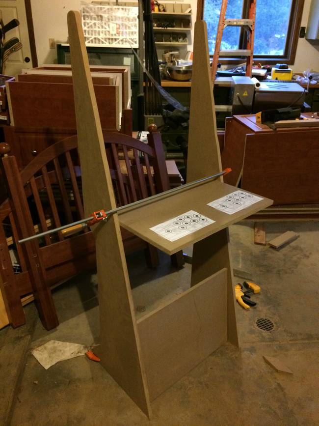 This is the rough shape of the arcade machine - unpainted wood, without the screen or any of the electronics that would go on to make it any gamer's dream.