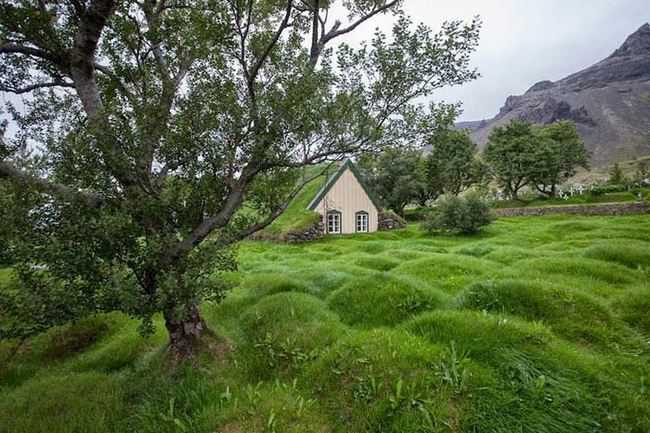 The walls of the church are made of rocks and heavily insulated to protect against the weather.