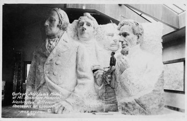 The original design of Mount Rushmore before funding ran out in 1941.