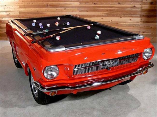 2.) This pool table is made out of a 1965 Ford Mustang.