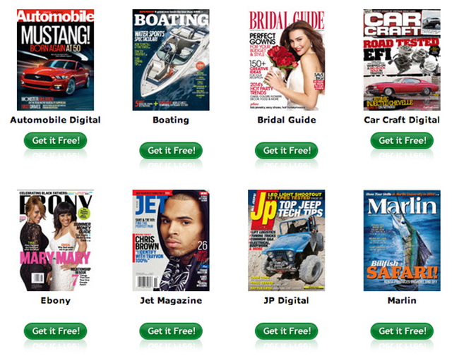 12.) A whole bunch of magazines from <a href="https://www.valuemags.com/home/free_magazines.asp" target="_blank">Value Mags</a>.