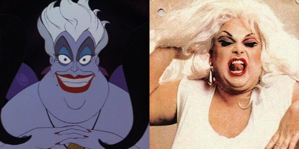 Ursula the Sea Witch in "The Little Mermaid" is base off a popular 70's drag singer named 'Divine'.