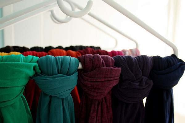 15.) Tie your scarves to hangers for easy storage.