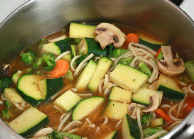 9.) Broth soup: Classic chicken noodle includes an amino acid called cysteine which helps get rid of mucus build up when you have a cold.