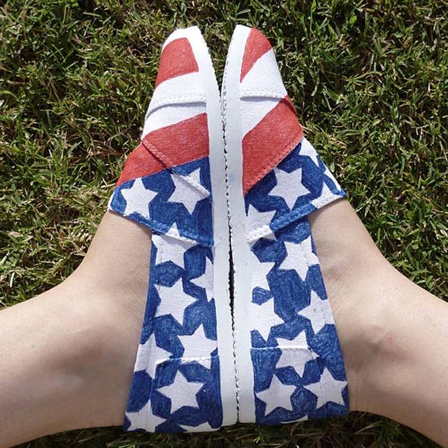 Get patriotic with a pair of DIY stars and stripes slip-ons.