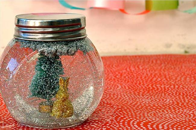 Make a glittery snow globe.