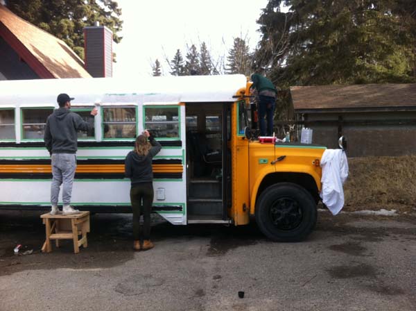 Even though it was freezing, they left the bus in the sun, hoping it would help dry.