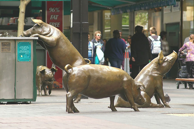 3.) Rundle Mall Pigs (Adelaide, Australia)