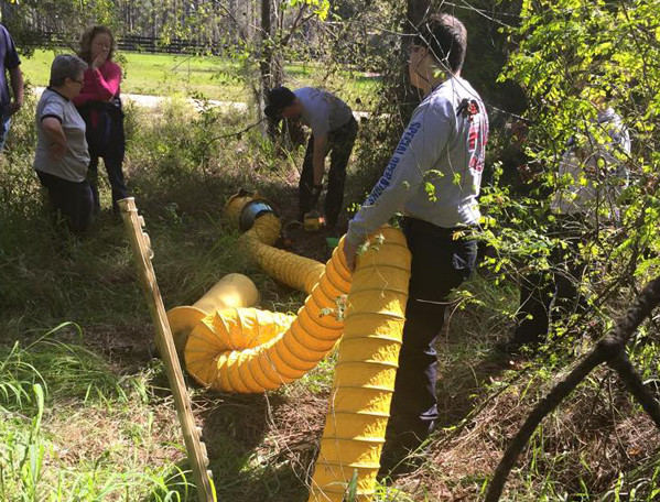 It might seem like a simple rescue, but due to the age and the depth of the well, the firefighters had to test the air quality to ensure it was safe for them to breathe.