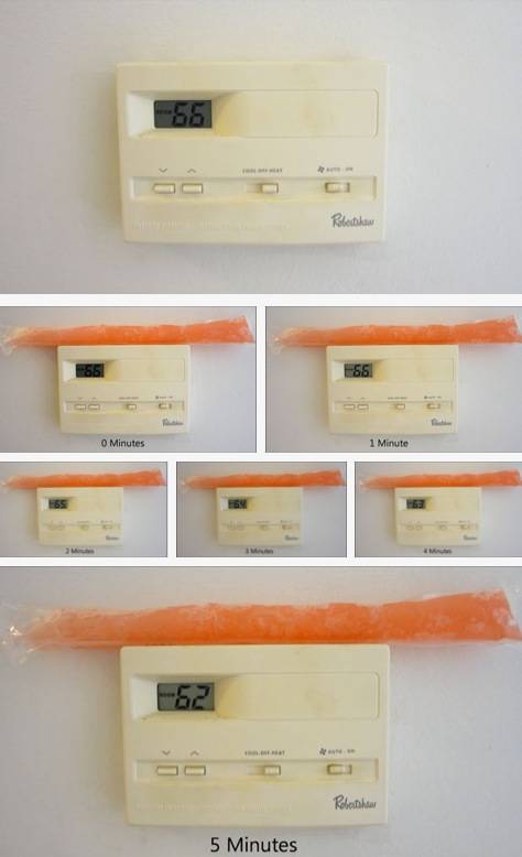 If your thermostat is locked, put something frozen on top of it so it thinks the room is colder than it is. If you do this, you'll want to use something like a plastic-wrapped ice pop that won't cause moisture to get into the thermostat.