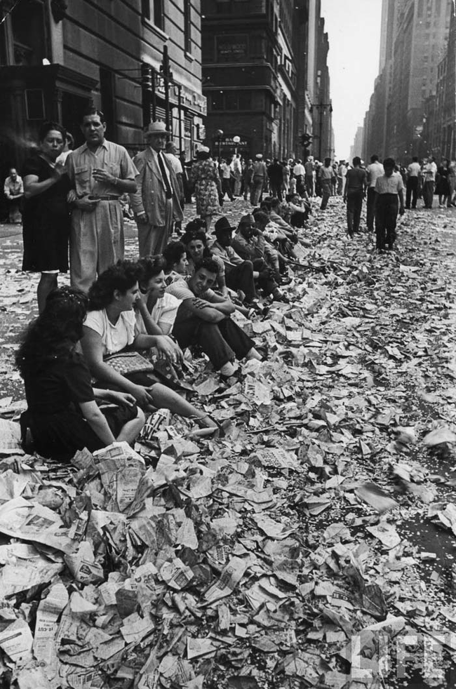 7.) 1945 - Aftermath of the Victory over Japan Day celebrations in New York City.