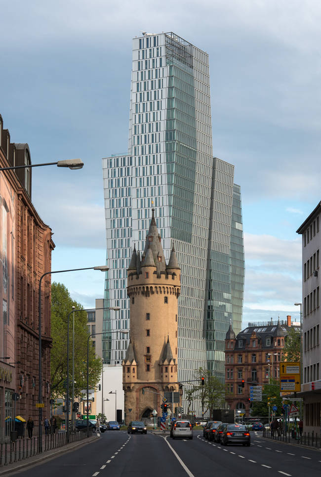 The Nextower and Eschenheimer Turm in Frankfurt, Germany.