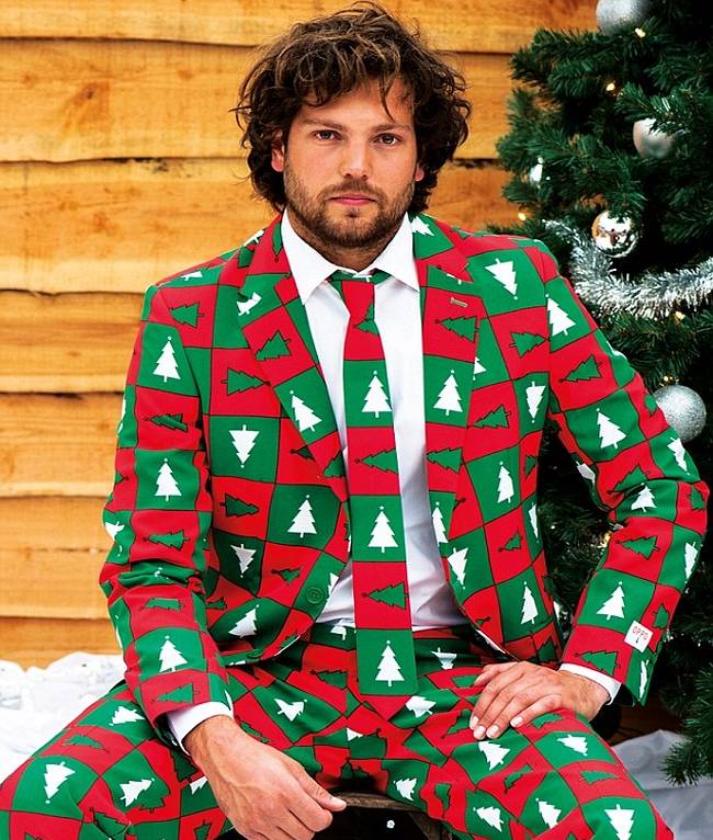 The Boulder, CO, based company is churning out the holiday-themed suits for men, along with the classic ugly Christmas sweaters.