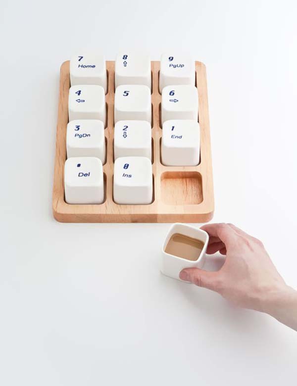 15.) Numeric keyboard coffee mug set