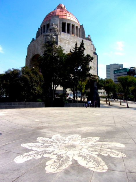 15.) Reverse graffiti flower blooming in the sun.